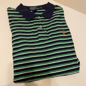 Polo by Ralph Lauren Vintage Striped Polo Solid Collar orange Logo size XL